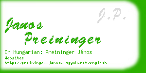 janos preininger business card